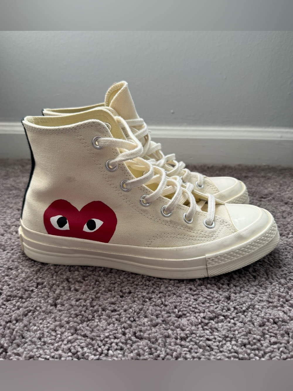 Comme Des Garçons PLAY x Converse Chuck Taylor High Top Sneakers - Beige / Cream